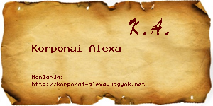 Korponai Alexa névjegykártya